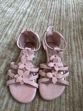 Girls' Pink Floral T-Strap Sandals - Comfortable Kids Sandals